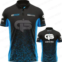 Polo Gerwyn Price The Iceman Darts 2026 Signature Jersey Bleu Noir Style Homme Vêtement de sport Haut à séchage rapide 1