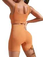 New Arrival Fashion Seamless  Exercise Body-Tight Quick Dry Moisture Absorption High Waist Hip Yoga Fitness Set for Women - Image 2