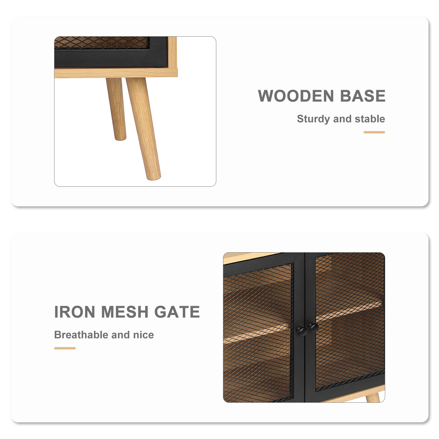 Modern Sideboard Buffet, Free Standing Entryway Storage Cabinet Bedside Console Tables for Hallway, Rustic Brown
