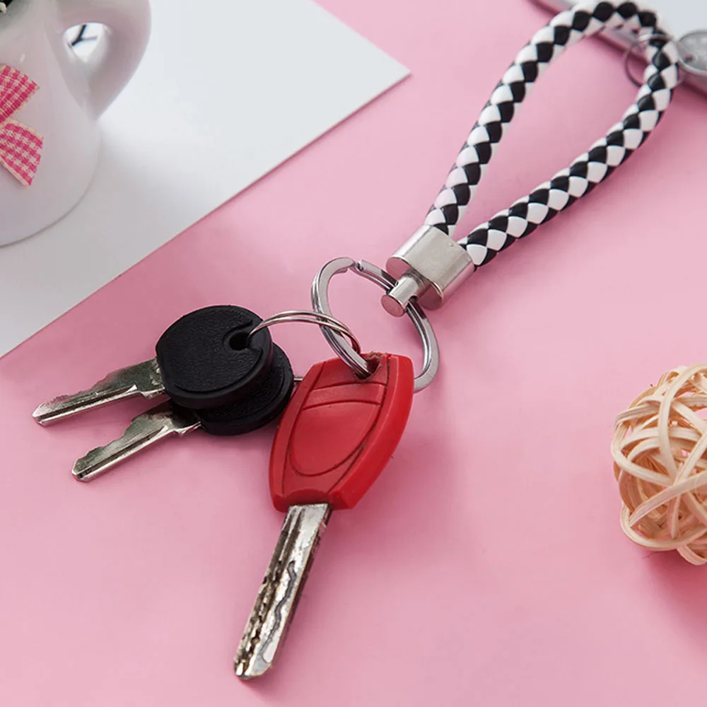 6PCS PU Leather Keychain For Women Men Braided Woven Rope Keyrings DIY Pendant Key Car Strap Trinket  Key Chain Holder Gift