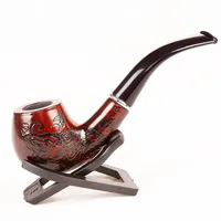 Handmade 14.5cm Length Classic Bent Wooden Smoking Pipe With Beautiful Carve Patterns Smoking Tobacco Dry Herb Pipes 1