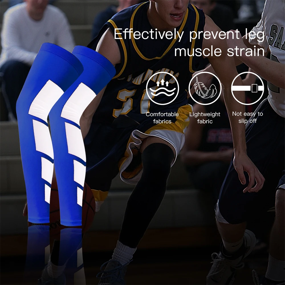 1Pair Sports Leg Brace Long Sleeves Anti-slip Compression Breathable for Basketball Football Cycling Knee Support Protector