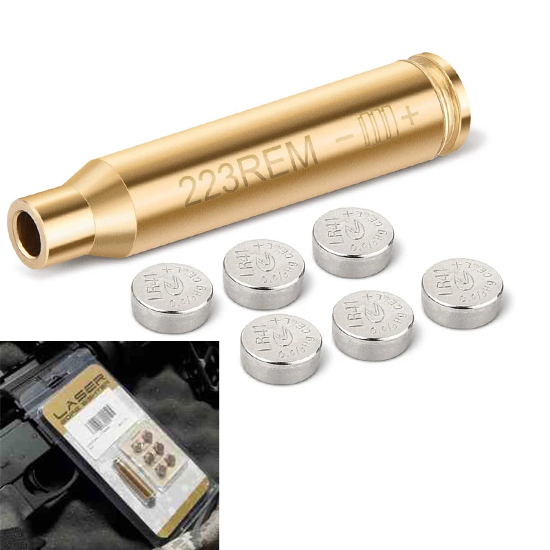 EZshoot Bore Sight 223 5.56mm Red Dot Laser Brass Boresighter with Batteries For Rifle