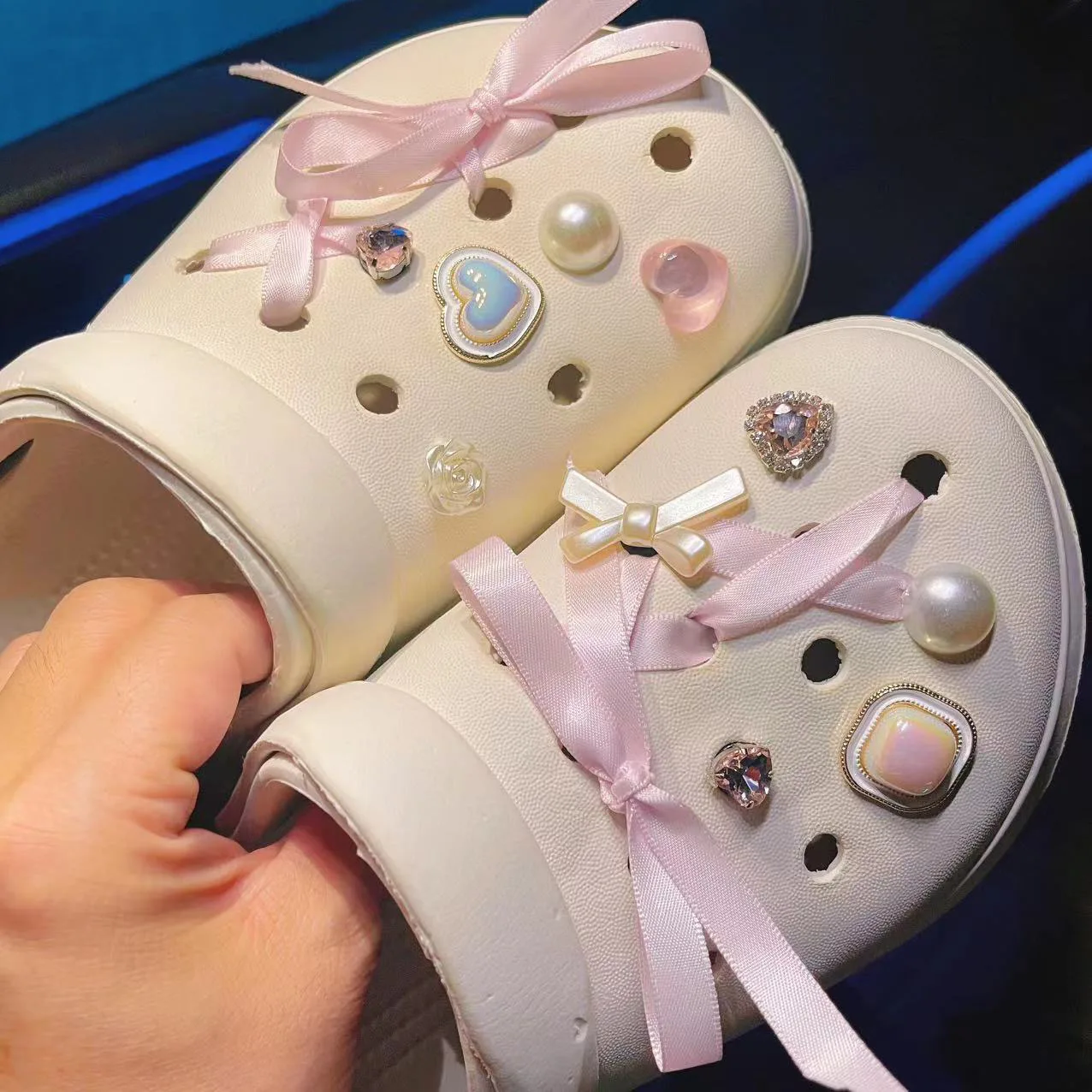 Schuhanhänger für Clogs, DIY, rosa Ballettband, abnehmbare Dekoration, Schnalle für Schuhanhänger, Zubehör, Kinderparty, Frau, Mädchen, Geschenk