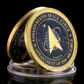 Moneta da sfida della forza spaziale degli Stati Uniti e eroi Valore Preghiera per monete da coraggio Monete souvenir Decorazioni placcate in oro