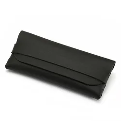 Elegant Monochrome Leather Glasses Cases - Stylish Protective Travel Pouches (Black)