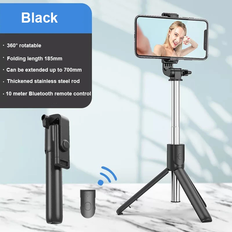 Portable Bluetooth Selfie Stick Extendable Phone Tripod Holder Wireless Remote Shutter Retractable Mobile Stand_voghion.com