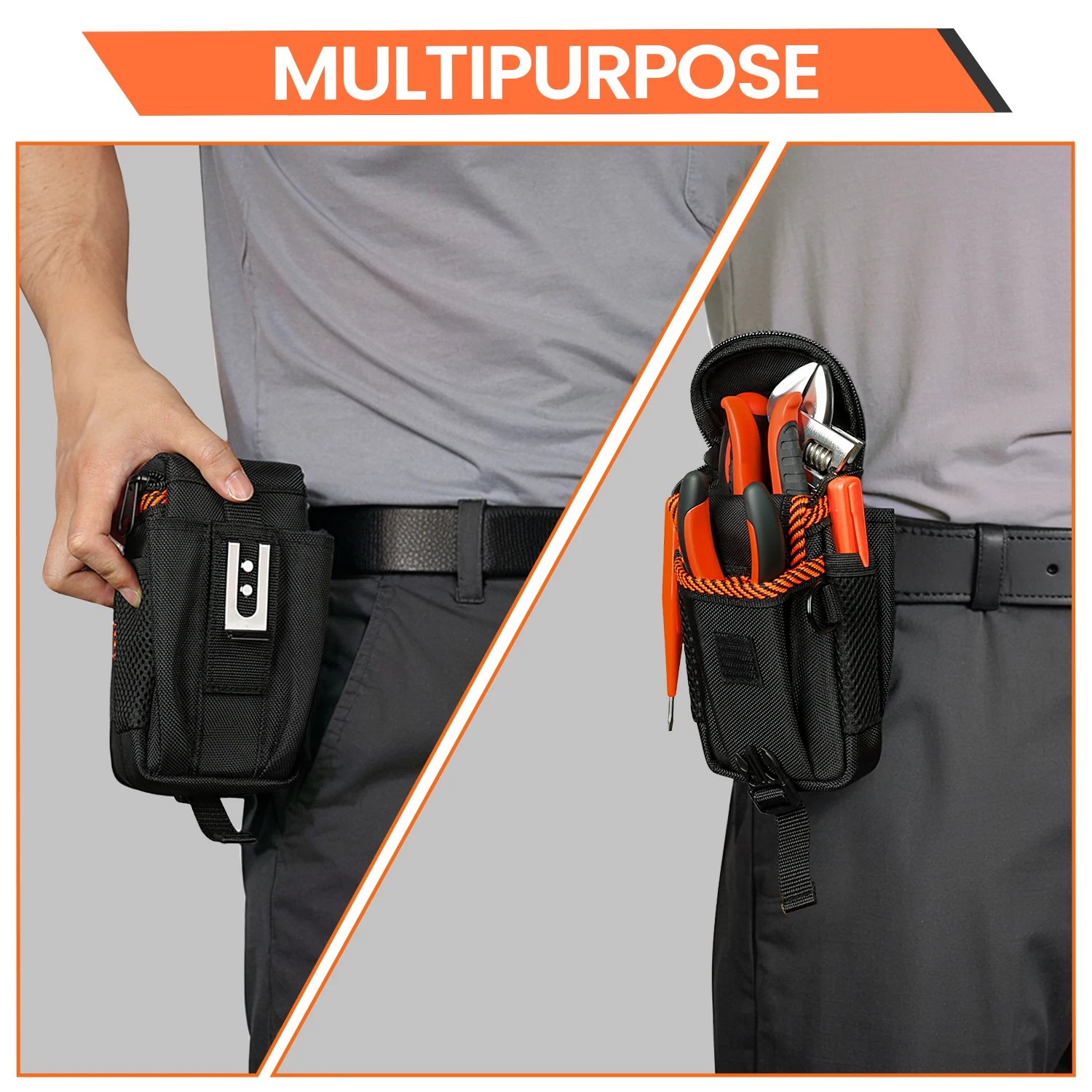 Holstery Joey Pouch PRO Clip-On Tool Belt Bag voor gereedschap, schroeven en nagels - Geweldig voor een elektricien, HVAC-technologie, loodgieter, timmerman, aannemer, handige man en elke handelaar