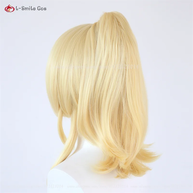 Anime Love Live Eli Ayase Cosplay Perücke Golden Locken Pferdeschwanz Hitzebeständig Synthetik + Haarnetz 5