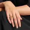 Bague ronde empilée à trois couches en acier inoxydable plaqué or pour femmes, ensemble de bagues entrelacées sans ternissement, bijoux tendance, cadeau