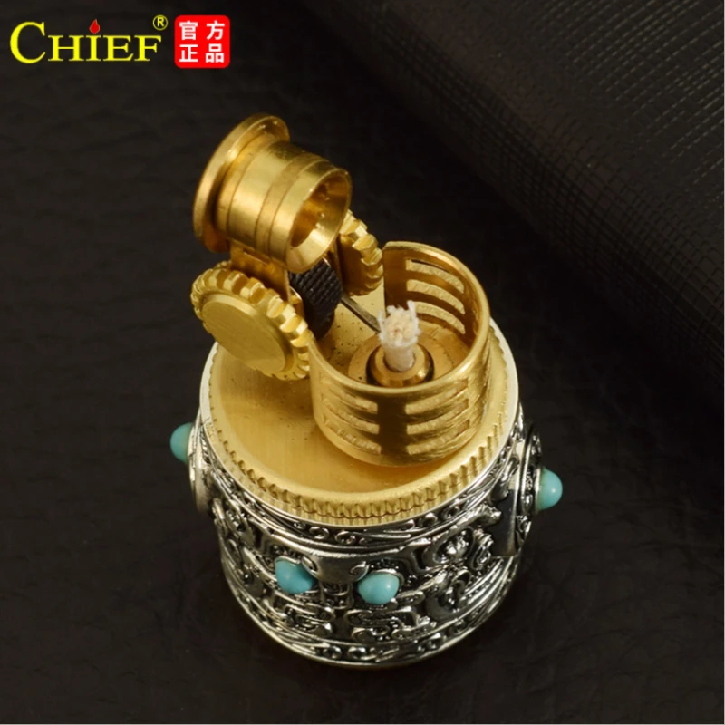 New Kerosene Lighter Collectible Silver Armor Chubby Portable Retro Creative Windproof Cigar Cigarette Accessories Men's Gift