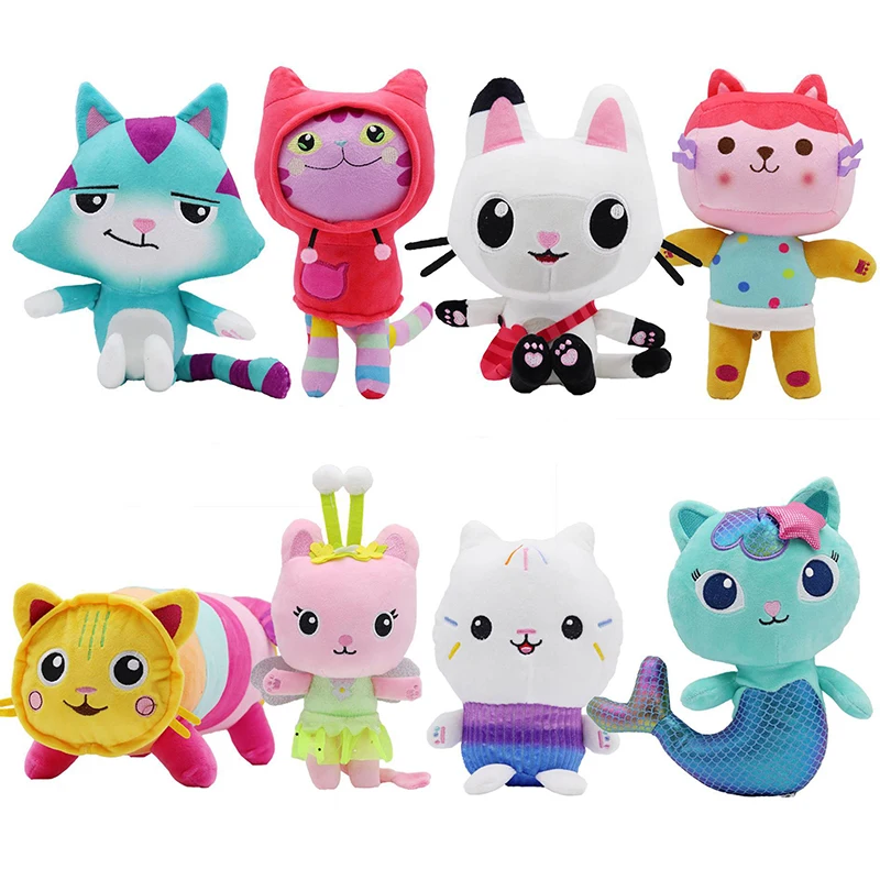 Gabby's Dollhouse Plush Toys - Mermaid Cat, House Cat, and More