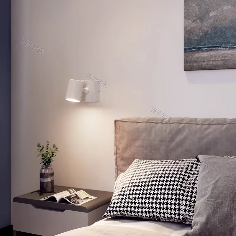 Led Wall Lamp Replacement GU10 Bulb Spotlight Simple Modern Reading Light bBdroom Beside Spot Lights White Black Color Foco