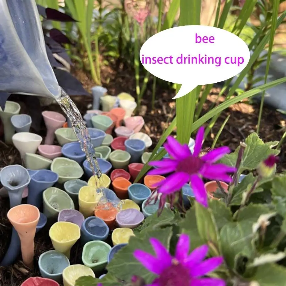 Bee Insect Drinking Cup Garden Balcony Bee Insect Tool Resin Colourful Drinking Cup Yard Five Flower Easy to Use Bee Drinker
