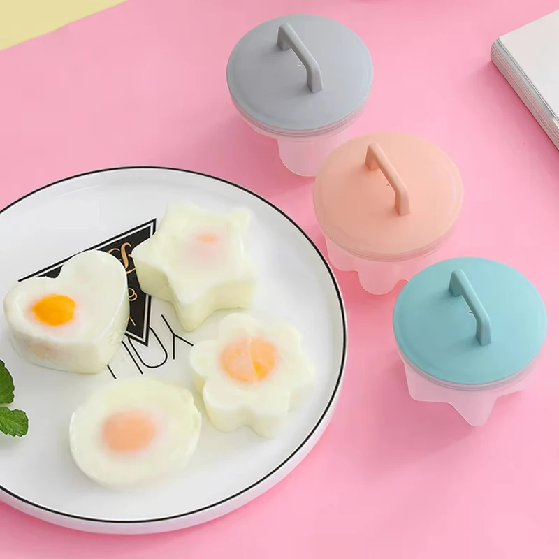 4 Pcs/Set Cute Egg Cooker Tools With Brush Plastic Egg Boiler Poacher For Kid Baking Mold Maker Kitchen Accessories egg cooking mold