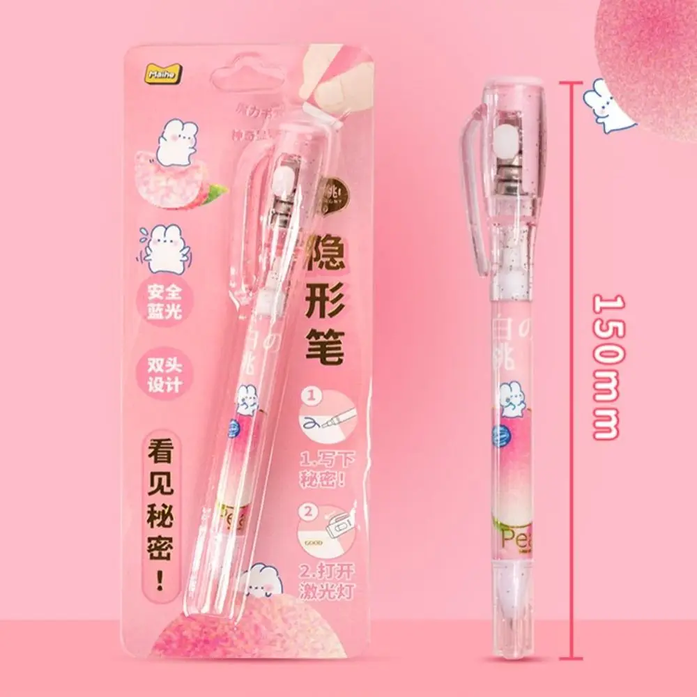 신비롭게 사라지는 귀여운 투명 마커 LED UV 램프와 작은 빛이 있는 투명 볼펜 이중 헤드 젤 펜