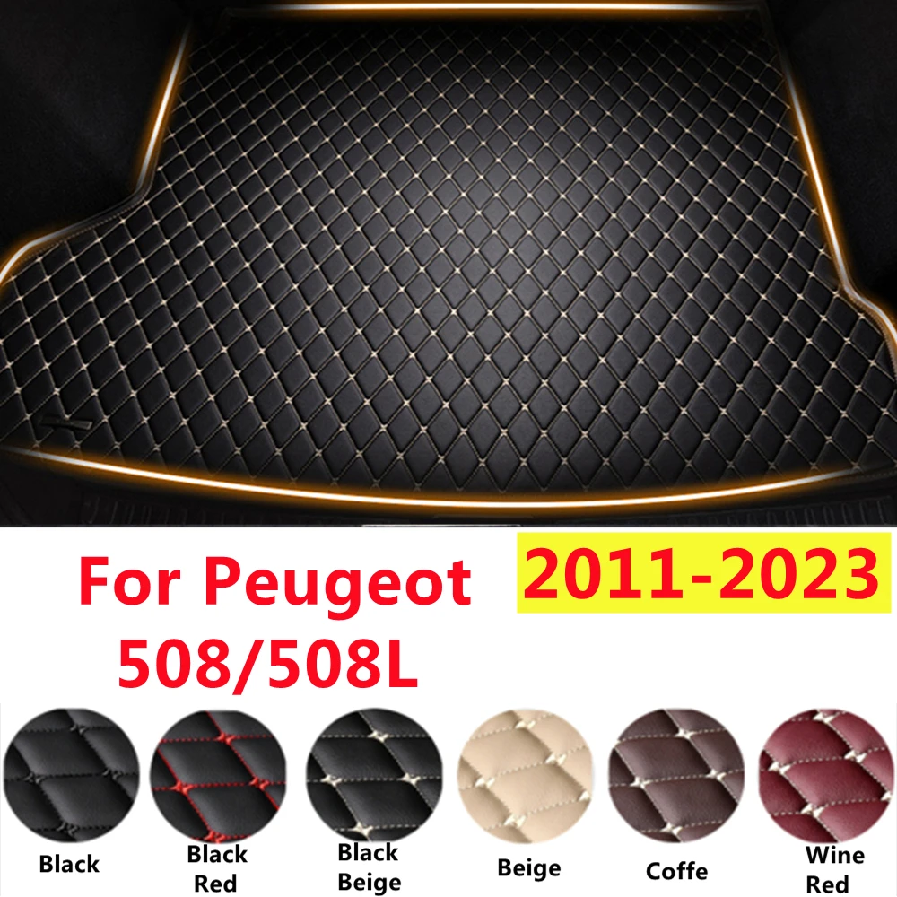 

SJ XPE кожаные автомобильные коврики для багажника на заказ, подходят для Peugeot 508 508L 2011-2023, автомобильные аксессуары, задний грузовой лайнер, водонепроницаемые накладки для ботинок