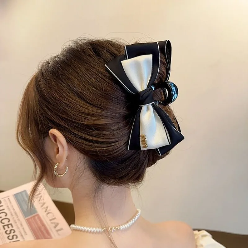 

Fashion Korean Bowknot Hair Claws Women Elegant Double Sided Bow-Knot Hair Clip Hairpins Satin Barrette Hair Accessories