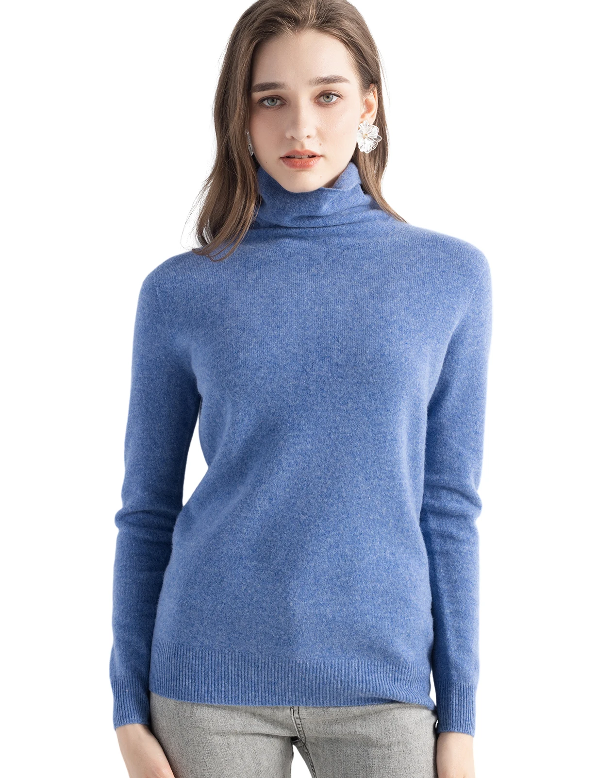 Naiste 100% meriinovillast topeltkõrge kaelusega ja pikkade käistega õhem sviiter S-XL (2026) 5