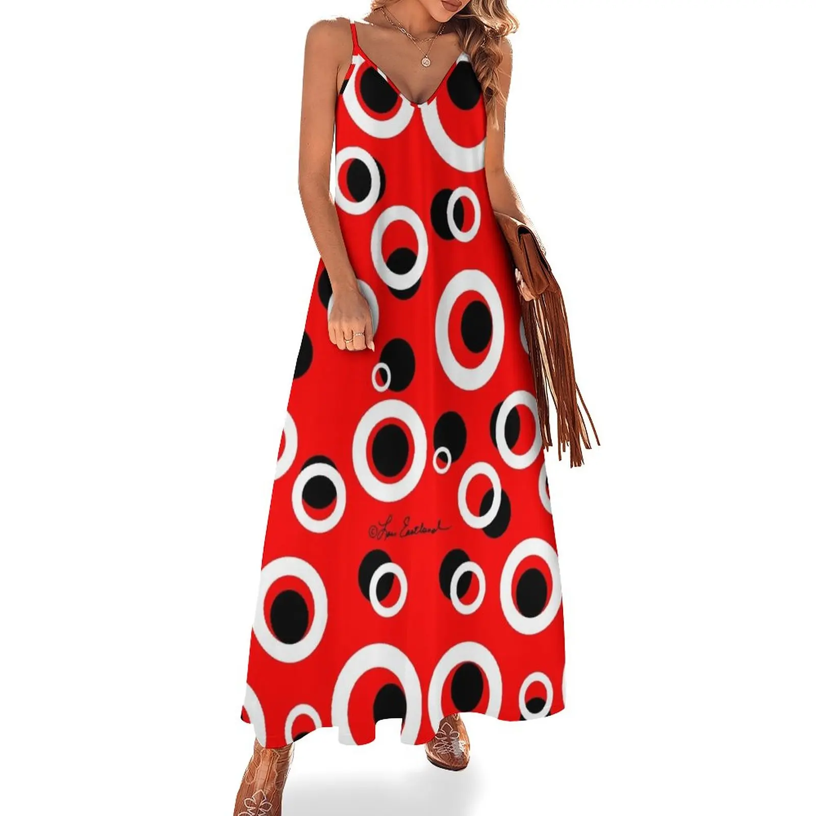 

Circles on Red Sleeveless Dress summer dresses women 2024 womens clothing