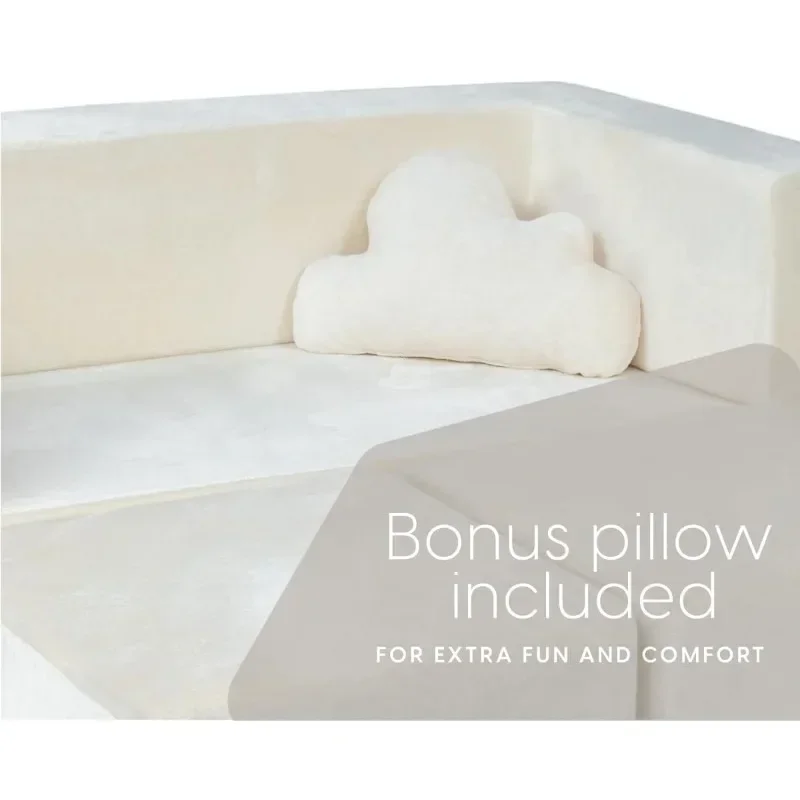 Milliard Kids Couch - Modular Kids Sofa for Toddler and Baby Playroom/Bedroom Furniture (Ivory) with Bonus Pillow 6