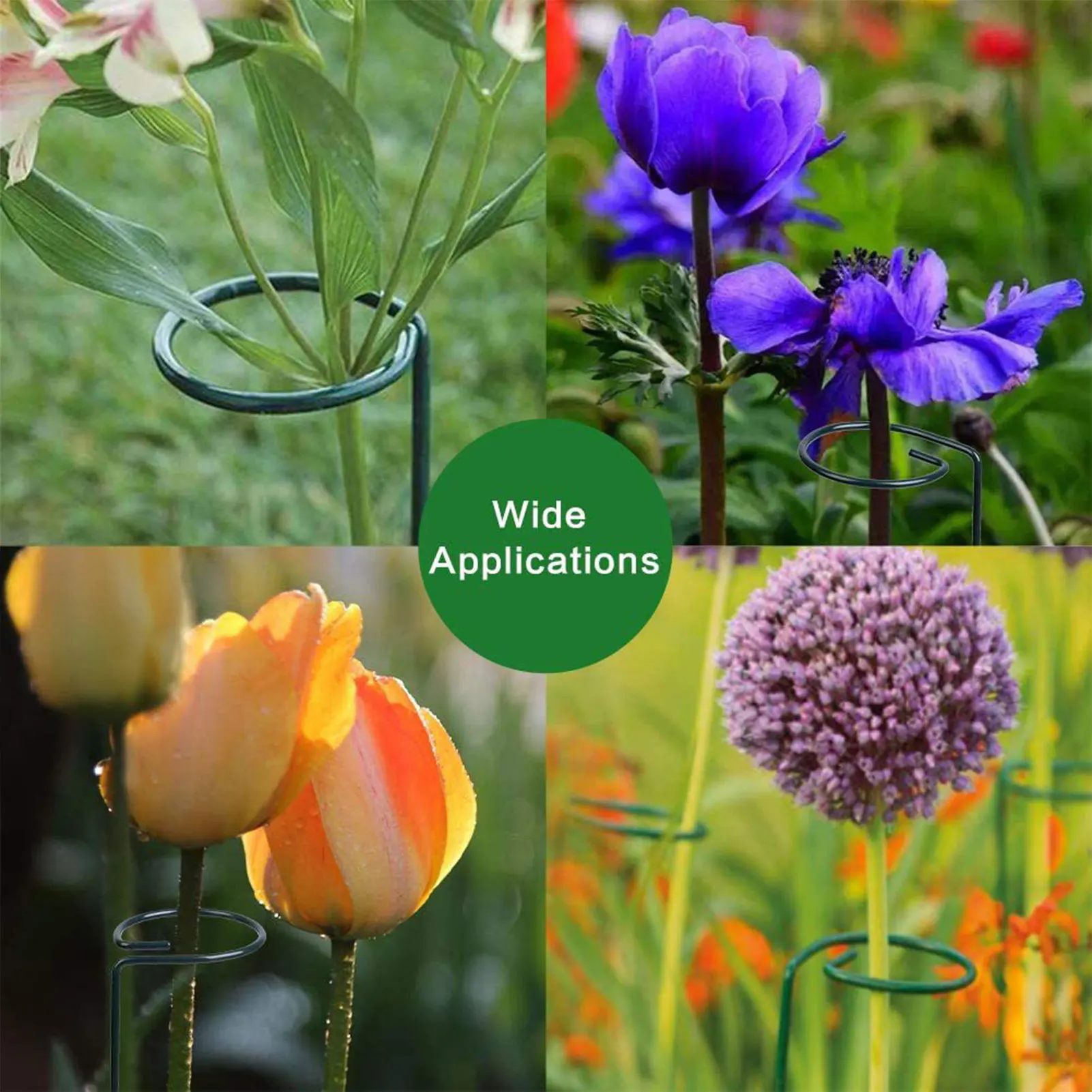 5/10Pcs Metal Plant Single Stem Flower Support Stake Plant Cage Support Rings For Tomato Orchid Lily Peony Rose Flower Stem