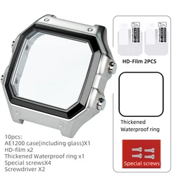 Premium All - Metal Case Mod Kit with Stainless Steel Bezel & Waterproof Ring (Silver black - Film)