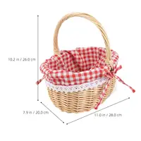 Little Red Riding Hood Basket Rattan Storage Hand-woven Baskets Small Wicker Picnic with Handle 2