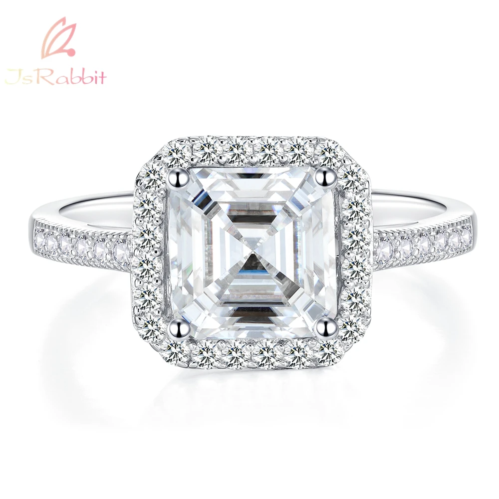 

IsRabbit 18K Gold Plated Asscher Cut 7MM VVS1 Moissanite Diamond Anniversary Ring 925 Sterling Silver Fine Jewelry Drop Shipping