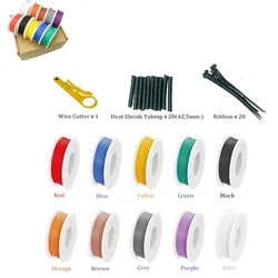Silicone Insulated Multi - Colored Wire Kit with Tools - Multi - Strand Tinned Copper - 30 AWG 20m x 10roll (10 Colors in One)