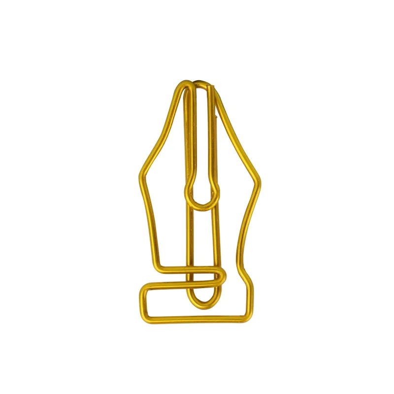 Pen Nib Shaped Paper Clip Styling Golden Paperclip Cute Office Paperclips Gold Paper Clips Decorative Planner Clip