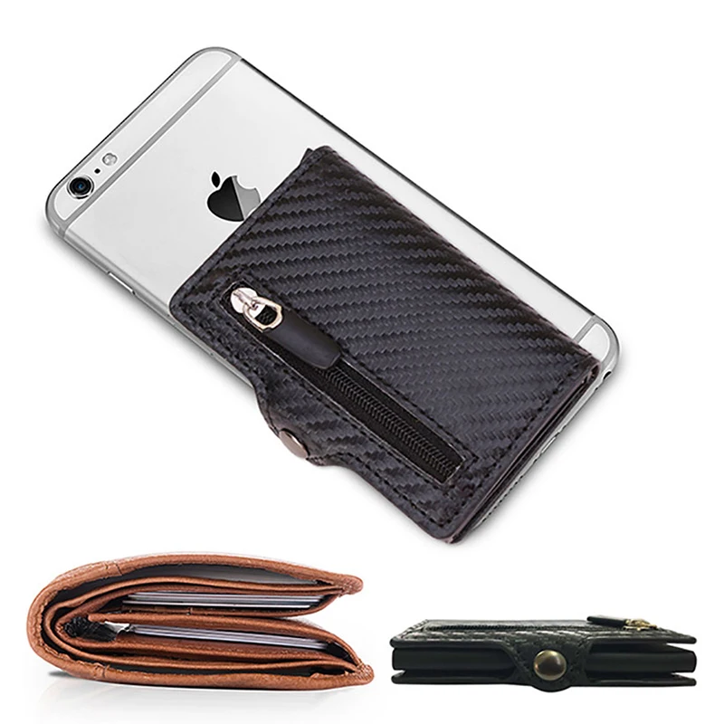 Carbon Fiber Wallet Leather Wallet Credit Card Holder Card Wallet Carbon Fiber Rfid Blocking Protection Men id Credit Card Holder Wallet Leather Metal Business Bank CreditCard Cardholder Case