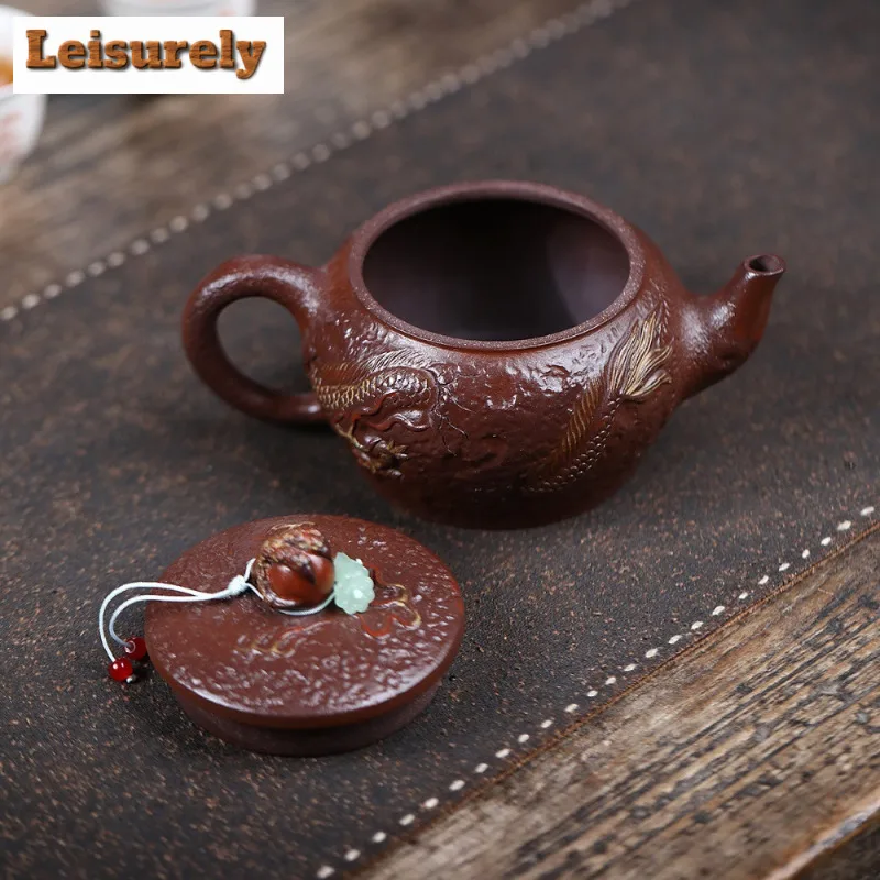 310ml Boutique Yixing Purple Clay Teapots Handmade Dragon Pot Raw Ore Purple Mud Kettle With Infuser Chinese Zisha Tea Set Craft