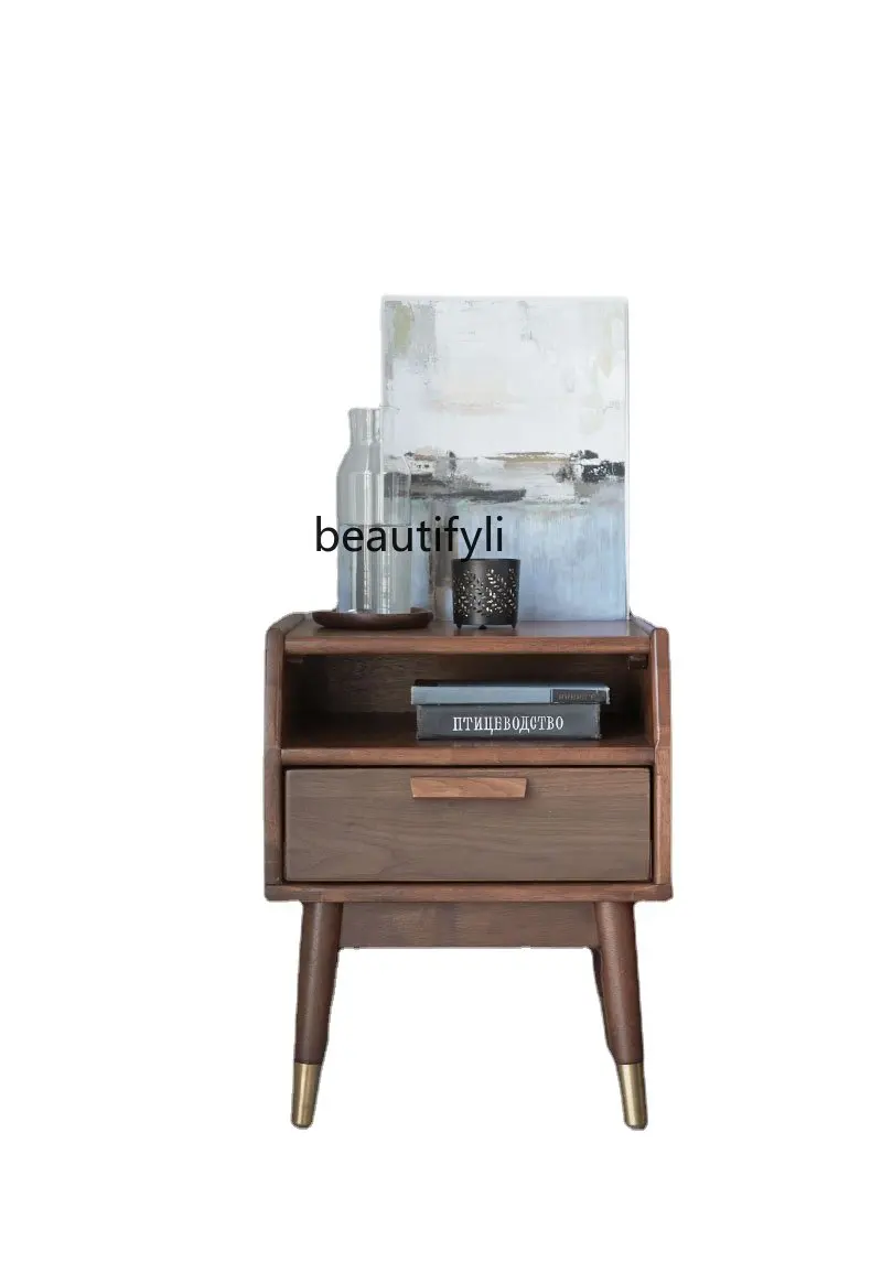 

Solid Wood Bedside Cabinet Simple Modern Bedside Cabinet American Light Luxury Small Cabinet with Drawer