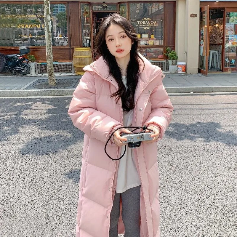 2023 New Women Down Jacket Winter Coat Female Mid Length Version Parkas Loose Thick Warm Outwear Hooded Leisure Time Overcoat