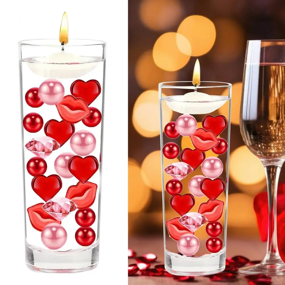 

Water-absorbent Polymer Beads Valentines Day Vase Filler Heart Lip Diamond-shaped Floating Faux Pearls Christmas for Vases