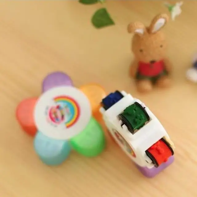 Colorful Flower Roller Seal Stamps 5 in 1 DIY Decorative Stamp Drawing Diary Hand Account Tool Children Gift 6