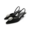 2022 New Women's Shoes Pointed Toe Shallow Nude Pink Diamond Pearl Shoes Low Heel Back Strappy Shoes Women Sandals 3