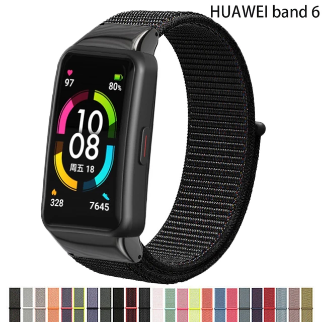 Nylon Strap For Huawei Band 6/6 Pro Huawei Band 6 Smartwatch Replacement  Belt correa Breathable Sport bracelet for Huawei Honor Band 6 Strap - Black  