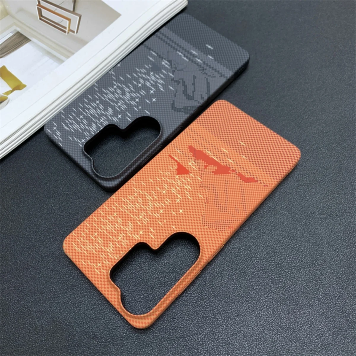 Luxury Kevlar Carbon Fiber Starry Sky Mountain Pattern Phone Case - Slim Hard Plastic Cover