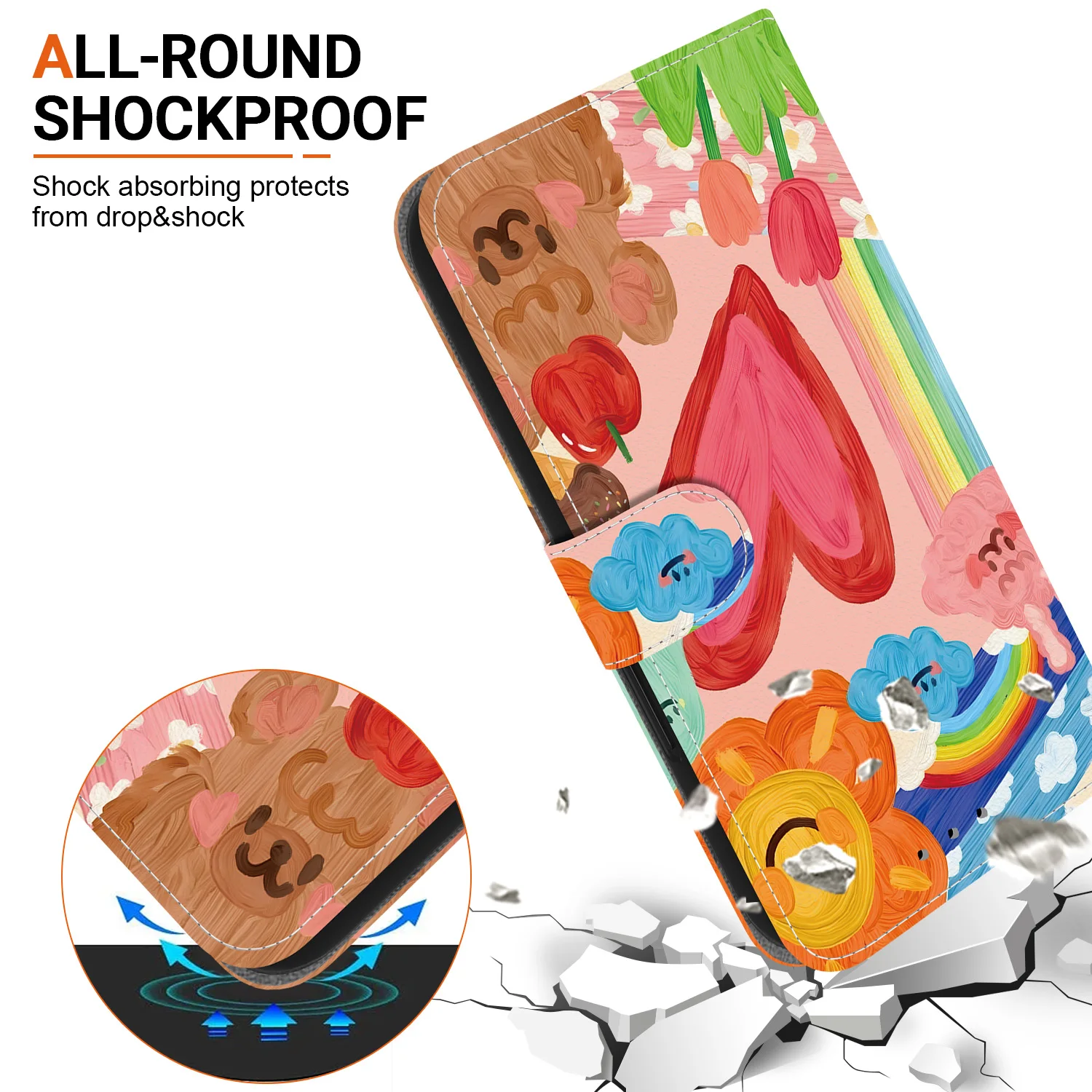 Elegant Floral Leather Flip Phone Case with Stand and Card Slots