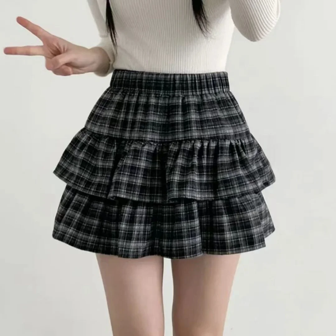 Mini Skirt Cute Sexy Balletcore Elastic High Waist Ball Gown Ruffle Patchwork Lolita Skirt Short Korean Sweet Y2K Women Clothing