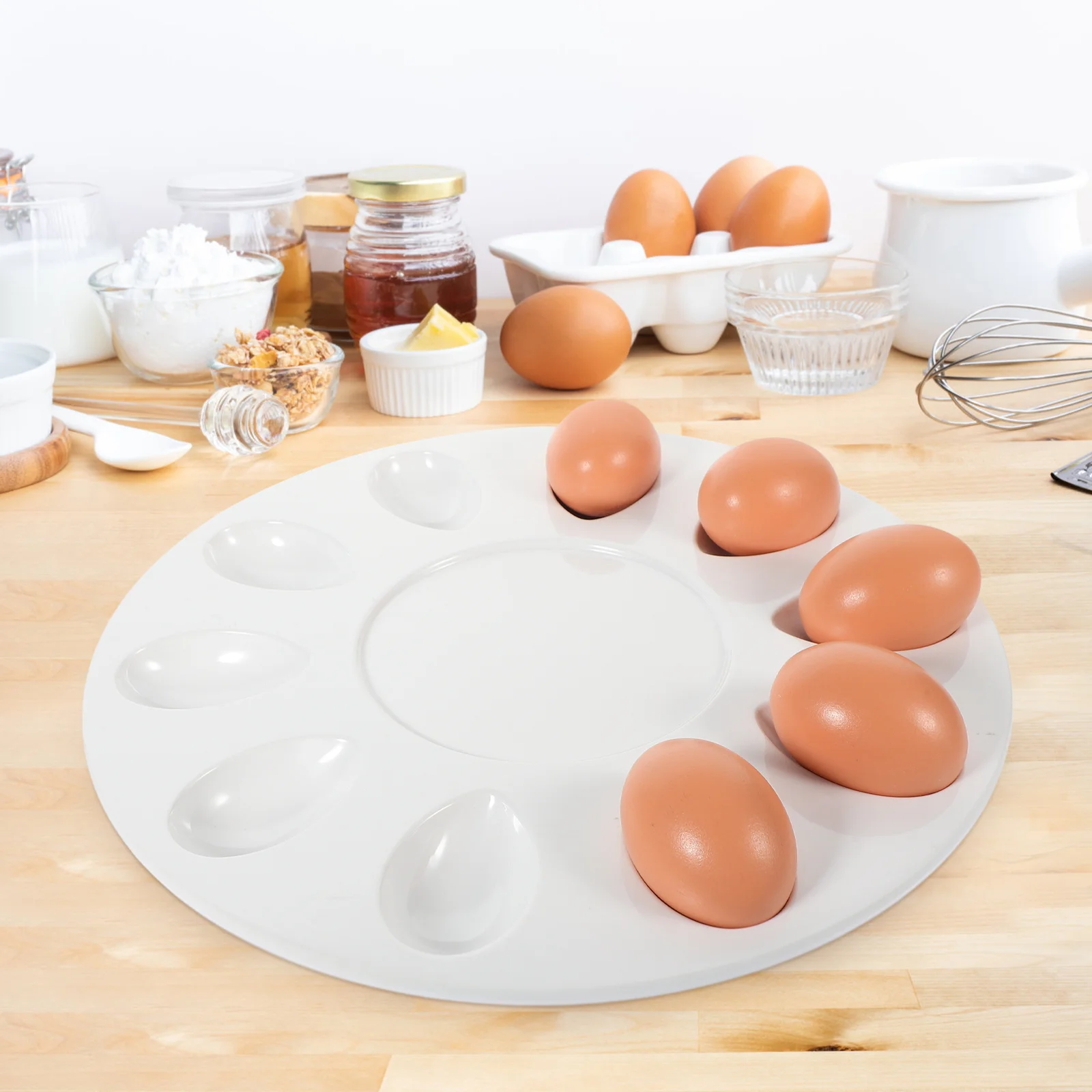 

Deviled Egg Tray Home Kitchenware Storage Base Serving Plate Mustard Seafood Platter Simple Melamine