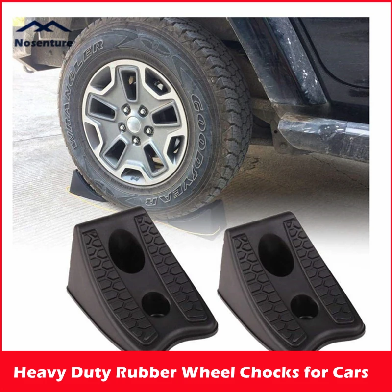2 Pack Car Wheel Chock Heavy Duty Rubber Wheel Chocks For Cars Trunk Rv