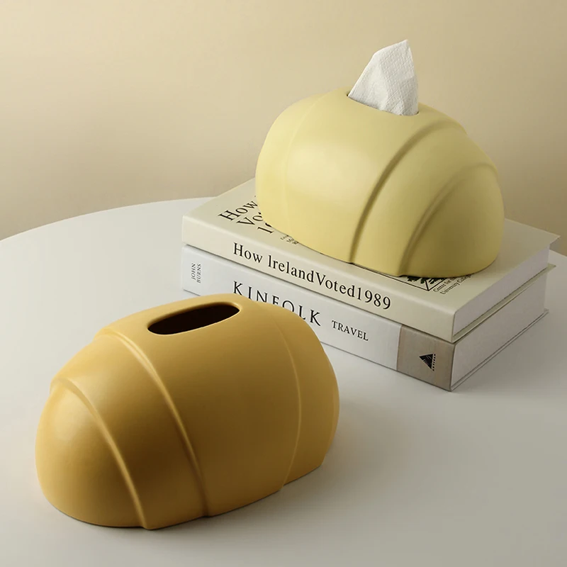 

Cream Style Creative Croissant Tissue Box Living Room High-end Dining Table Coffee Table Tabletop Ceramic Drawer Box Ornaments