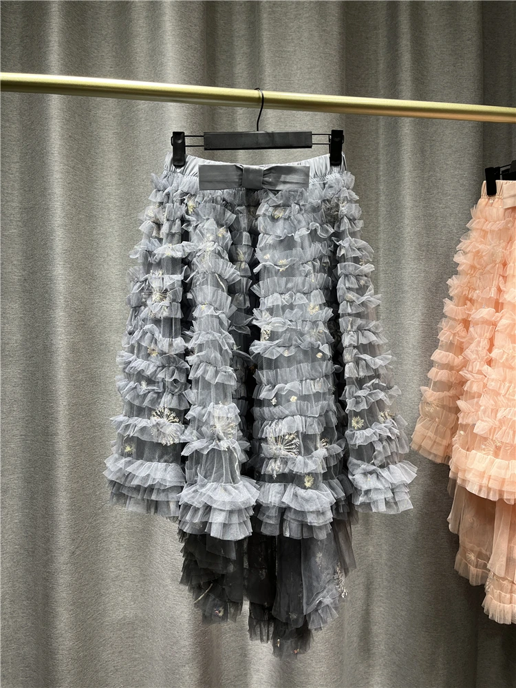pencil skirt Skirts For Women New Products In Spring And Summer Casual Solid Color Elastic Waist Irregular Hem Skirt Sequin Embroidery nike tennis skirt
