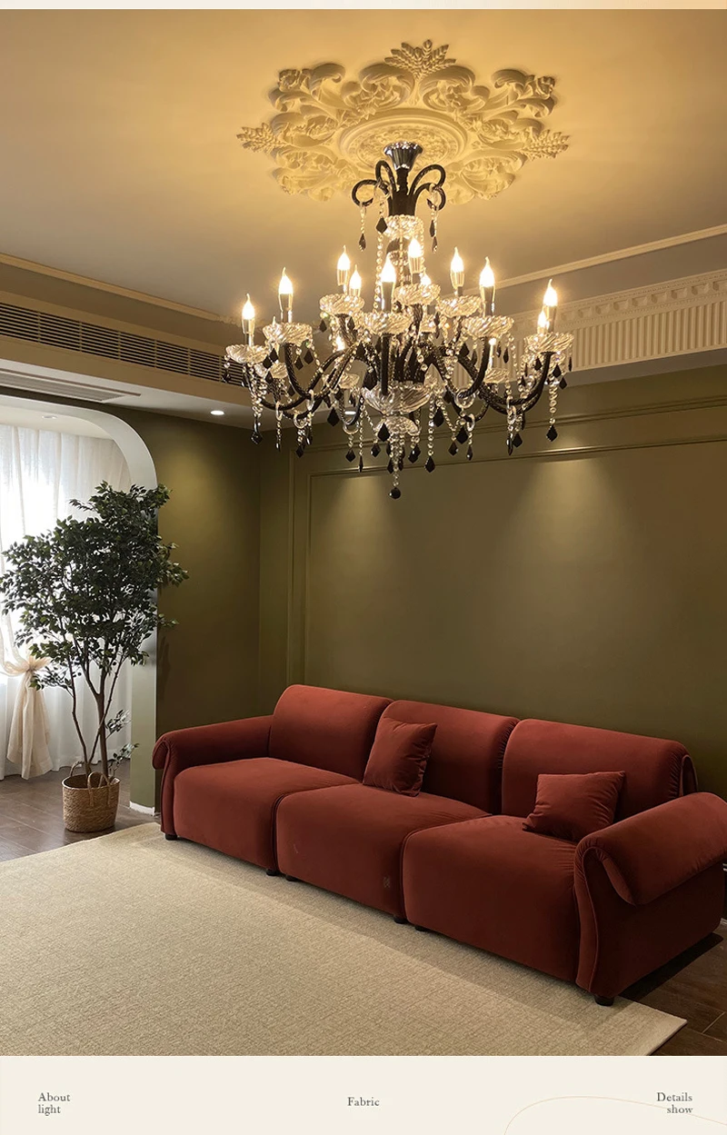 Description Picture 2 of itemEuropean retro luxury noble crystal LED chandelier villa restaurant hall bar coffee shop living room high-end chandelier