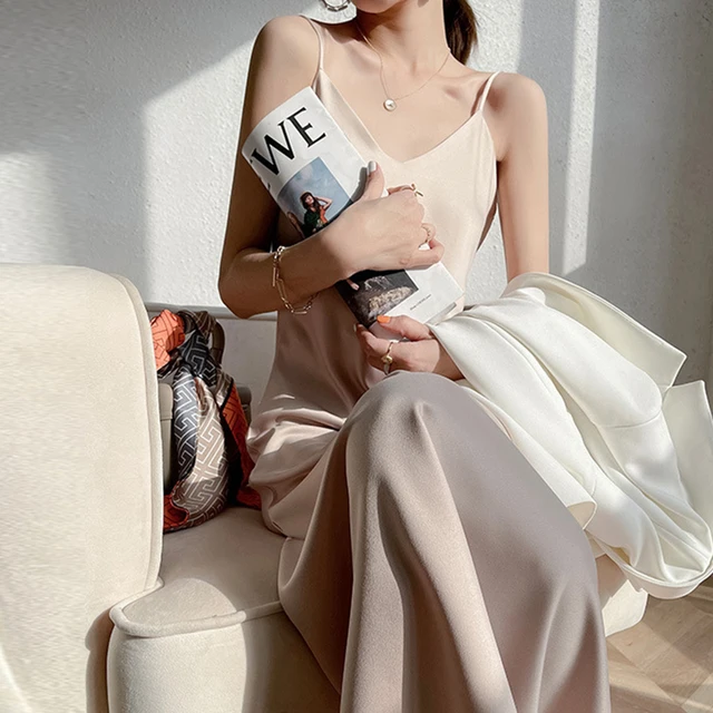 Vestidos Largos Casual Tallas Grandes Vestido Largo De Saten Para