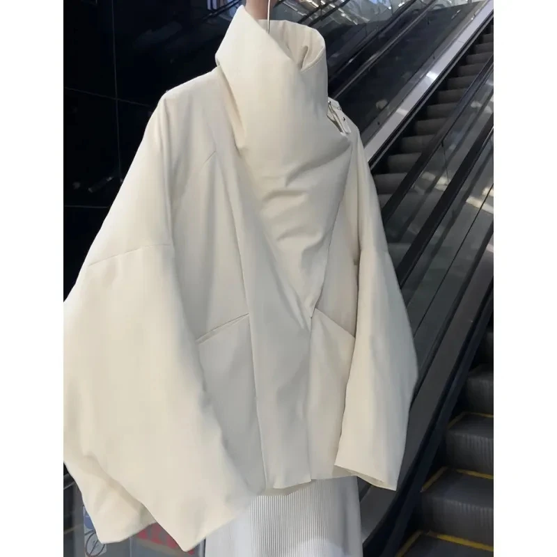 Short Large Lapel Cotton-Padded Jacket Women's Overcoat Autumn Winter 2026 New High-End Loose Warm Chic Bread Clothing Coat