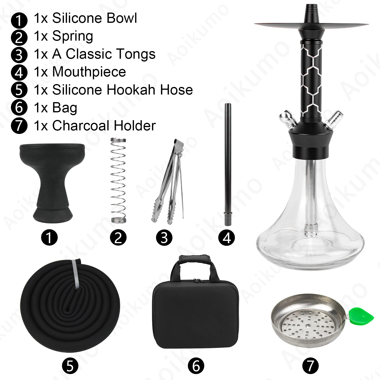 Portable Glass Travel Hookah with Case Bag Set